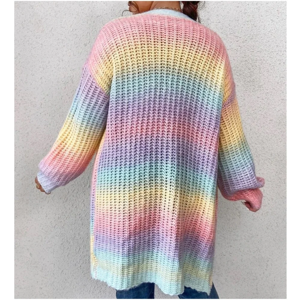 Plus Ombre Open Front Knit Cardigan - Picture 4 of 10